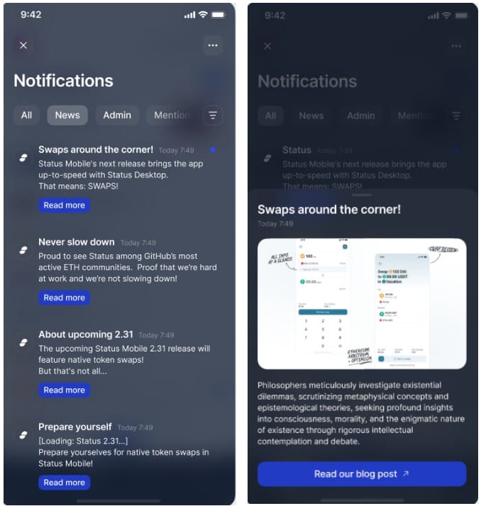 Status Mobile v2.34: More New Chains, In-App News Feed, Watch Address & More