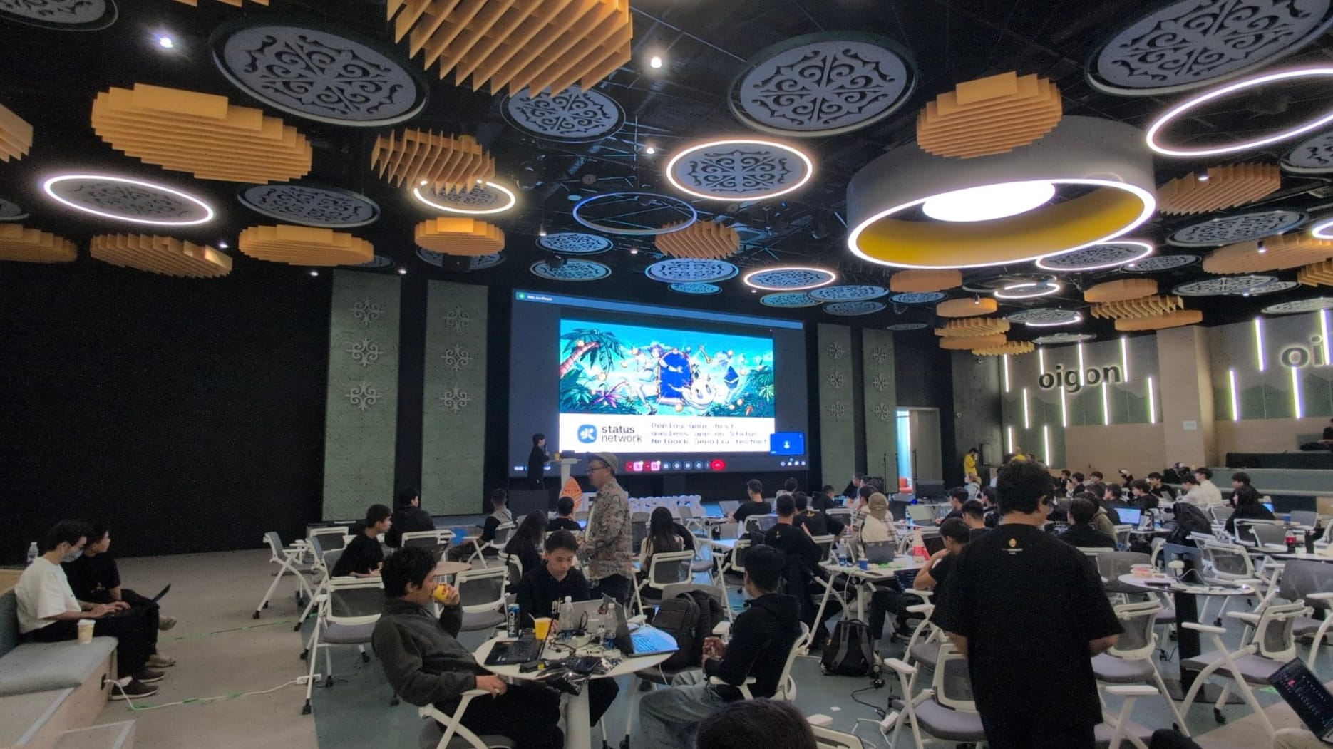 ETHBishkek 2025 hackathon participants at Status Network track in Kyrgyzstan.