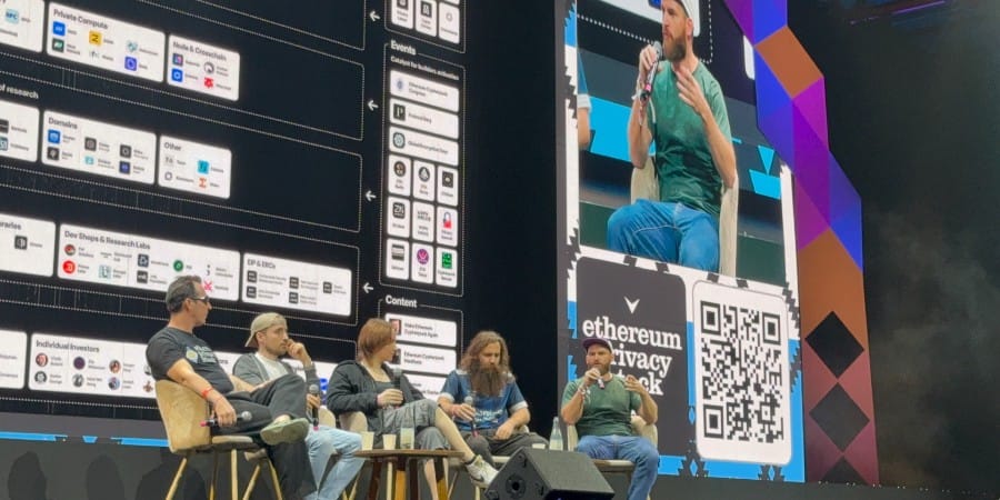 Panel discussion on Ethereum privacy with Status Network and ecosystem contributors at Devconnect, focusing on UX and composability.